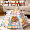 Semi-Enclosed Cat & Dog Tent Bed with Removable Washable Cushion