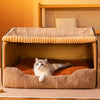 Enclosed Cat & Dog Bed with Removable, Washable Cushion