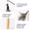 Cat Teaser Wand Toy with Wooden Handle, Feathers and Bell