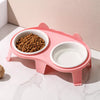 Ceramic Double Cat Bowl Set with Stand for Food & Water