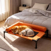 Elevated Faux Leather Pet Cot Bed for Dogs and Cats