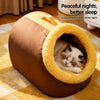 Enclosed Plush Pet Cave Bed with Carry Handle for Small Pets