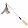 Cat Teaser Wand Toy with Wooden Handle, Feathers and Bell