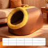 Enclosed Plush Pet Cave Bed with Carry Handle for Small Pets
