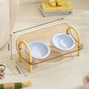 Wide-Opening Slow-Feeder Double Bowl Set for Pets
