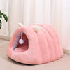 Enclosed Plush Cat Bed with Tunnel Design